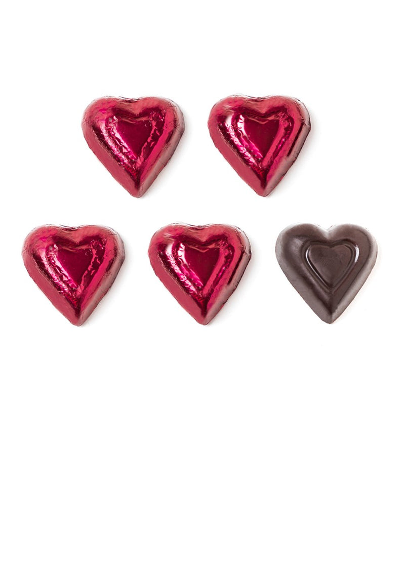 Foil Hearts - Milk, Dark, and 72% Dark Chocolate