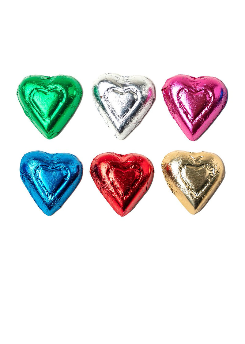 Foil Hearts - Milk, Dark, and 72% Dark Chocolate