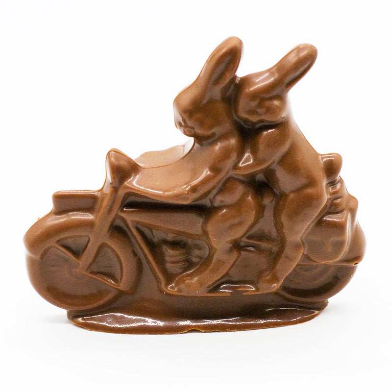 Wilson Candy Milk Chocolate Bunnies on Motorcycle